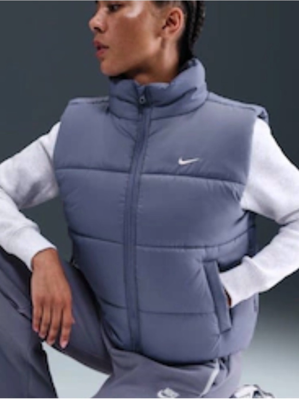 Nike Women's Quilted Puffer Vest in Slate Blue